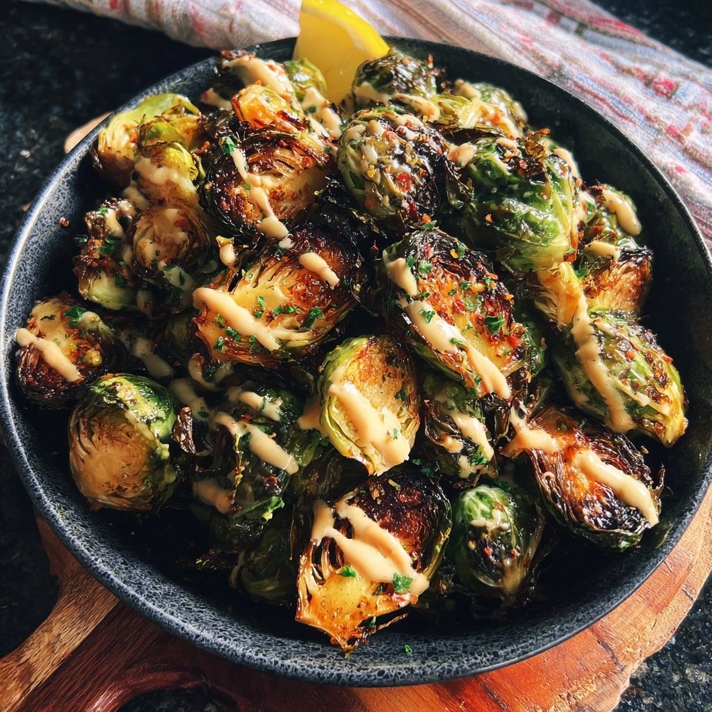 Lemon-Tahini Roasted Brussels Sprouts