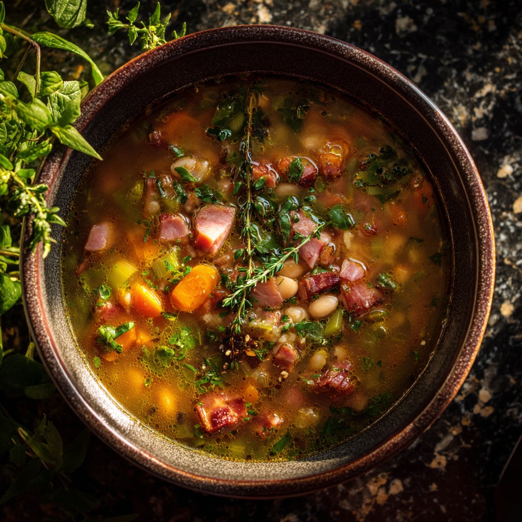 Ham and Bean Soup with Peppery Broth