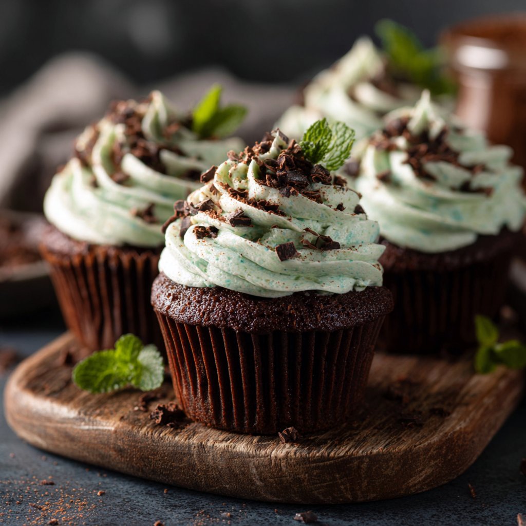 Cocoa Mint Cupcakes with Frosting