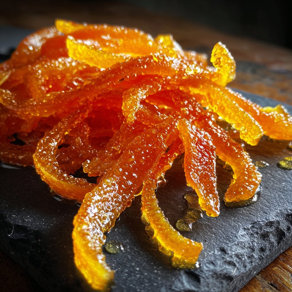 Candied Orange Peel with Honey Syrup